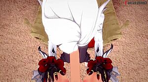 Why does Arlecchino give footwork and blowjob in Genshin Impact fantasy?