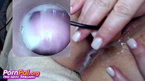 Crazy creamy action on pussycam with wet orgasm toys in solo dildo play