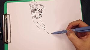 Porn artist at work drawing sexy girls