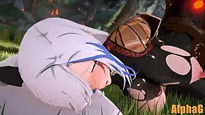 Shenhe in an anime hentai adventure story