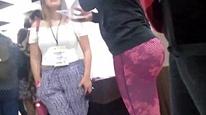 I found this irresistible prostitute with a big ass in leggings, what a catch!