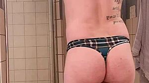 Showing Off My Phat Azz in Bathroom with Big Ass Thong Panties