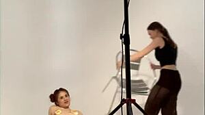 steamy photo shoot unfolds with redhead ritafox in the backroom.