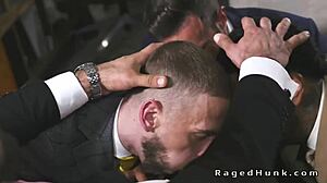 Big cock boss barebacks muscular realtors in tight suits