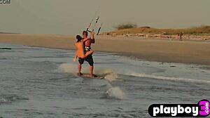 beautiful babes surf naked and get sexy outdoors