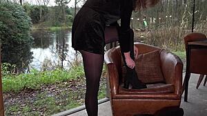 ella teases and plays with her seamless pantyhose solo 😏