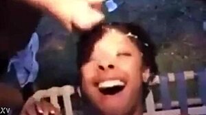 Young Chick Goes Wild in a Cumshot Frenzy with a Blowbang Group