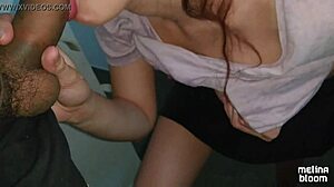 Brazilian teen masturbates on stairs, swallows cum in public pov