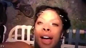 Young Chick Goes Wild in a Cumshot Frenzy with a Blowbang Group