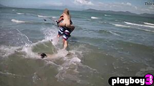 beautiful babes surf naked and get sexy outdoors