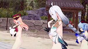 Rough genshin impact threesome with shenhe ganyu yanfei