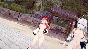 Rough genshin impact threesome with shenhe ganyu yanfei