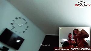 german tattooed babe fucks on webcam with cum on tits