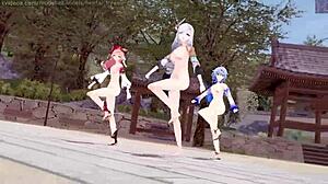 Rough genshin impact threesome with shenhe ganyu yanfei