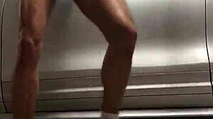 Are you spying on that cock in the gym garage voyeur scene?