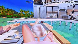 in this sims 4 anime hentai, stepson fucks stepmom's ass while stepdad watches her cheat