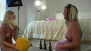 Check out this lesbian nude photoshoot with ball playing! 😍