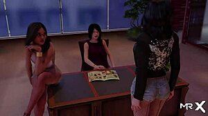 Boss Girl Undresses Employee In Hentai Game