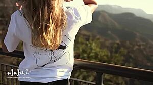 stunning girl enjoys outdoor fucking, her tits bouncing in the sun