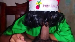 Christmas Elf Cosplay Latina Bends For Doggy Creampie.