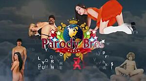 Sexy Brunette Delivers Steamy Handjob in Parody Scene