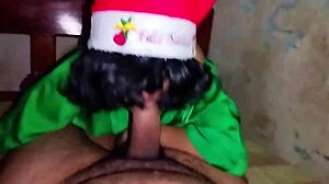 Christmas Elf Cosplay Latina Bends For Doggy Creampie.