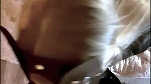 Blonde with tiny breasts handles a massive cock