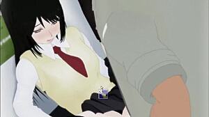 the 27-year-old teacher gets bound and fingered in this hentai story part 2