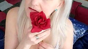 She wondered if this flower came from him on Valentine's Day as the amateur blonde wife posed solo