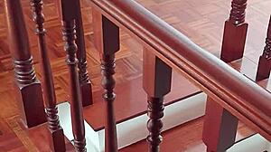 omg, the cleaner got stuck and ended up getting drilled hard!