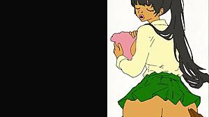 Ebony Student In School Uniform Explores Hentai Adventures