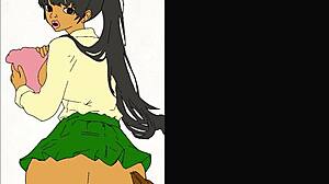 Ebony Student In School Uniform Explores Hentai Adventures