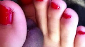 Amateur friend gives footjob in the car leading to cum