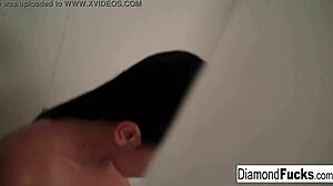 Latina pornstar Diamond bathes nude in the shower