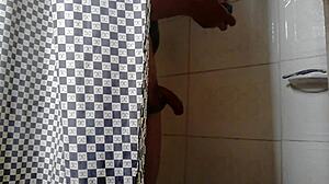 Andrew masturbates in the bathroom with bisexual gay fantasies.