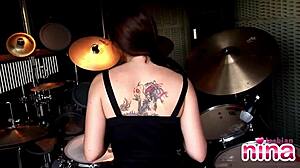 lesbian nina teases with her perfect body and natural tits