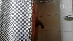 Andrew masturbates in the bathroom with bisexual gay fantasies.