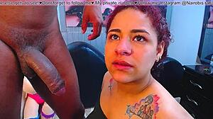 Deep Blowjob On Big Black Monster Cock With Big Tits!