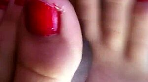 Amateur friend gives footjob in the car leading to cum