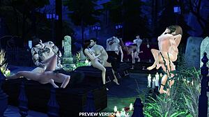 in this 3d hentai orgy, anime babes lick pussies and bang