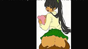 Ebony Student In School Uniform Explores Hentai Adventures