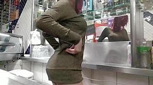 Redhead With Big Natural Tits Says Ready For Some Fun In The Pantry