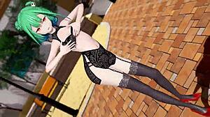 uruha rushia in a miniskirt mmd