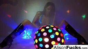 sexy big boobed disco ball babe alison tyler masturbates in night club