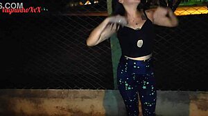 Vagninho and Holy Rubi Show Skinny Latina Pissing in Public Park