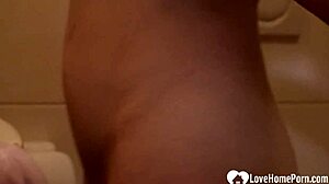 Blonde beauty pleasures herself in the shower