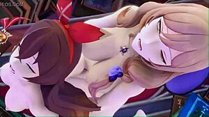 lisa and amber explore futanari fucking in genshin impact with doggystyle and anal action