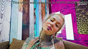 Cute Tattooed Girl Gaping Asshole with Big Anal Toy