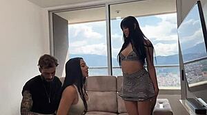 Hot latinas say 'fuck our personal trainer with big cock'