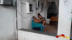 My stepdaughter shaves me and offers her tight ass!